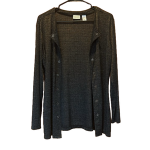 Chico’s Charcoal Metallic Long Sleeve Snap Closure Lightweight Cardigan Size 1